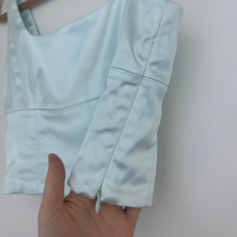 Aritzia wilfred blue satin crop top - Picture 5 of 8